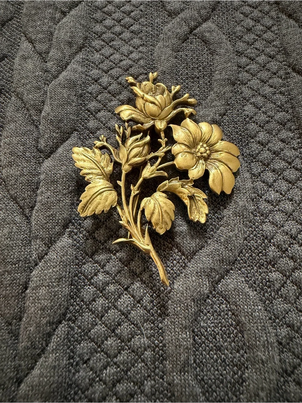 Vintage Gold Floral Statement Brooch